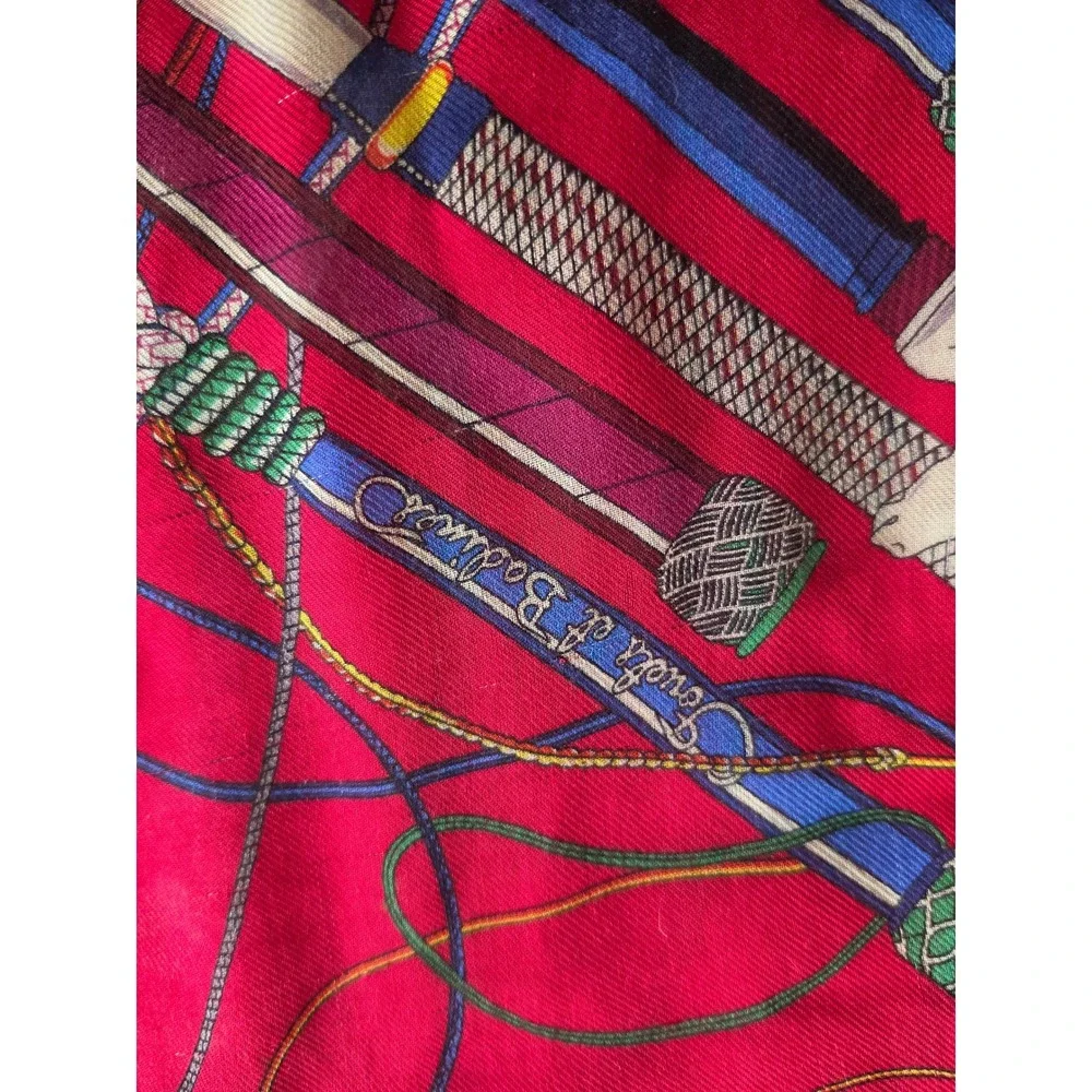 Hermes Red Twill Silk Fouets et Badines Iconic Equestrian Virginie Jamin Scarf